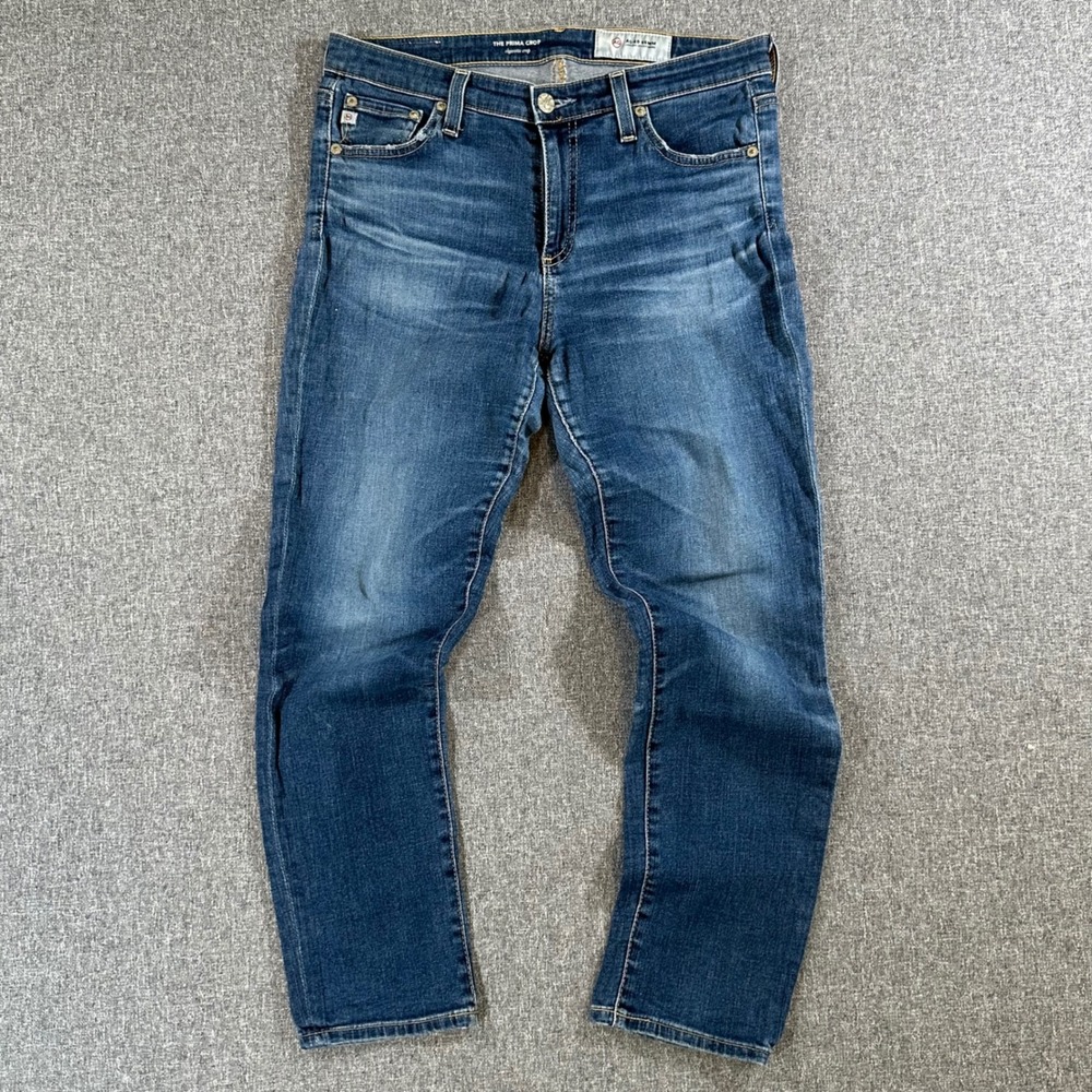 AG Adriano Goldschmied The Prima Crop Cigarette Jeans Blue Womens 28R Slim Fit